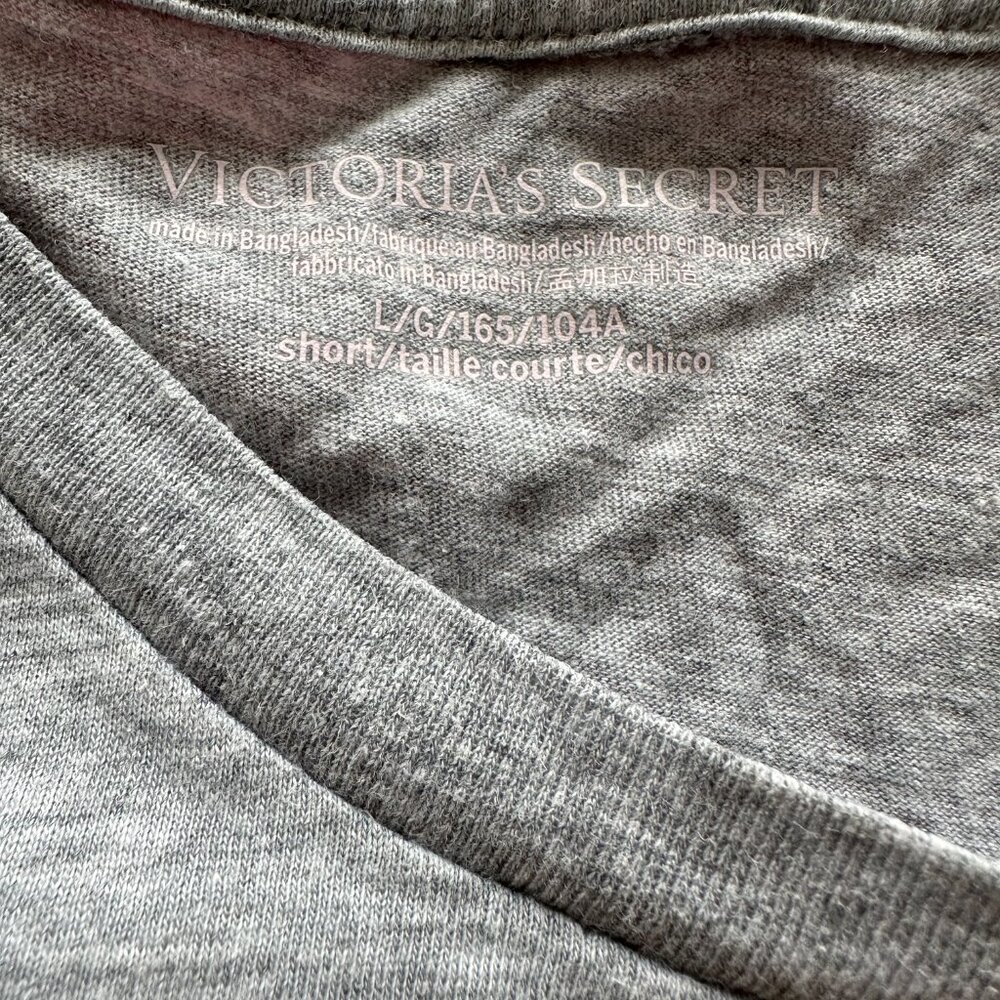Victoria’s Secret Gray Top & Plaid Pajama Pants Set – Size Large - Picture 7 of 14